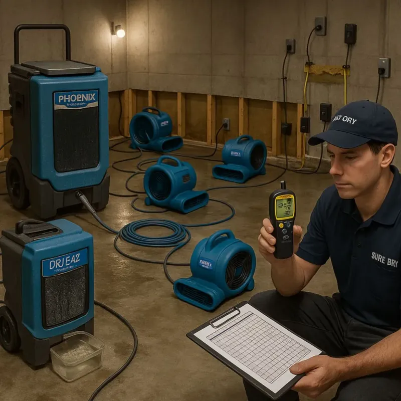 Structural Drying and Dehumidification process in Bernie, MO